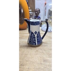 Small Bombay Grace Cobalt Blue and White Coffee Pot 7.5 " tall